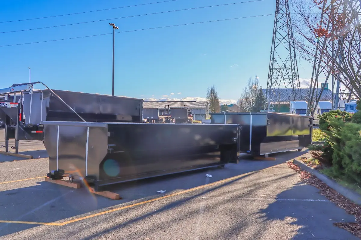 Roll-off dumpster ready for waste disposal at job site for 12 Yard Dumpster Rental in North Manchester